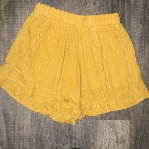 High waisted yellow shorts